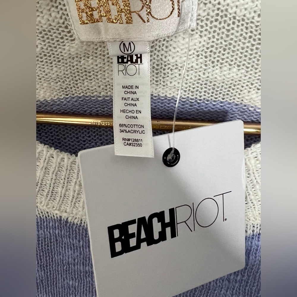 Beach Riot Ava Sweater/Swim Cover Up in Sweet Lavender Stripe sSize Medium New - Picture 4 of 5